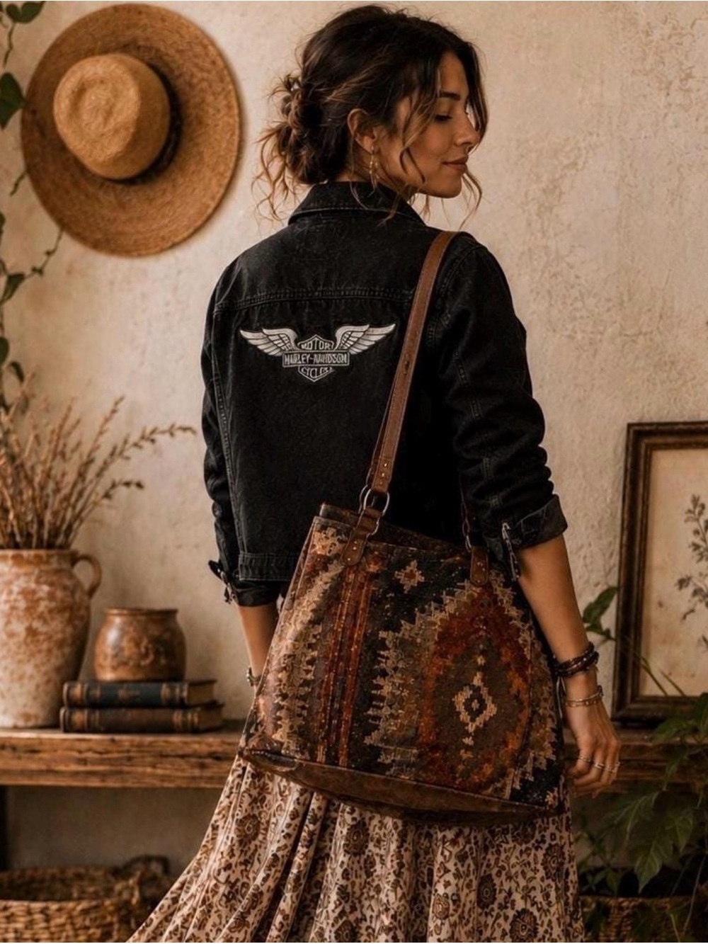 Harley-Davidson Black Denim Jacket with Embroidered Back Logo
